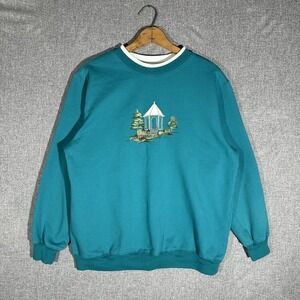 Vintage‎ Teal Grandma/Grandpa Style Sweater Pullover Links
